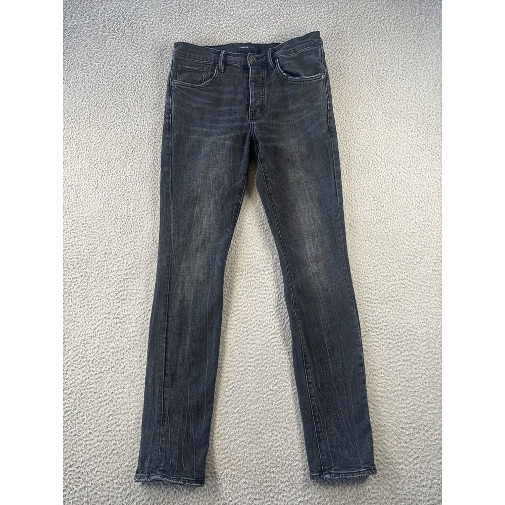 Purple Brand P001 Jeans Mens 32x31 Faded Black Slim Stretch Whiskers Button Fly